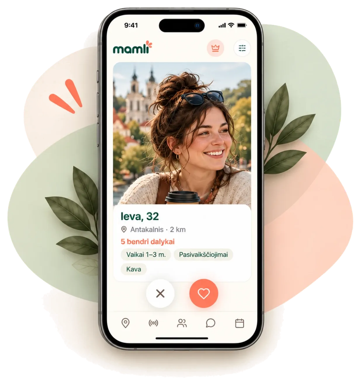 The Mamli app: a mum’s profile with things in common